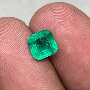 Square Emerald Cut Gemstone: 6mm Vivid Green Zambian Emerald