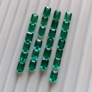 Premium Natural Emerald Lot Octagon Cut Gemstone 6x4mm 7x5mm 8x6mm, Vivid Green Beryl Step Cut Loose Stone for Fine Jewelry Emerald Necklace