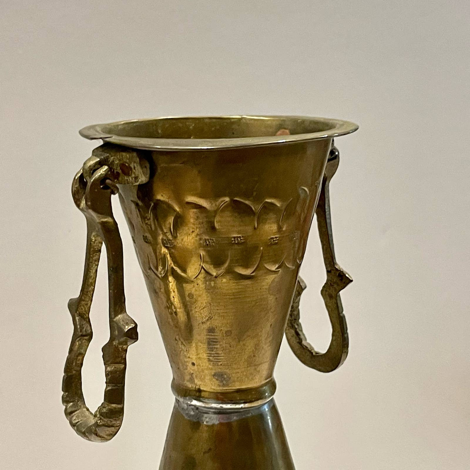 Antique Brass Tall Vase With Handles. French. Etched Floral Etsy