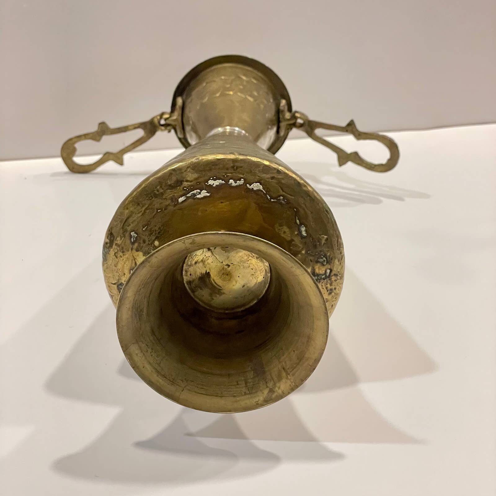 Antique Brass Tall Vase With Handles. French. Etched Floral Etsy