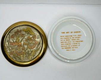 Japanese Art of Chokin Ceramic Dish with Lid Made in Japan