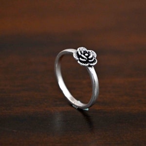 Sterling Silver Minimalist Ring Flower Solid Genuine Stamped 925
