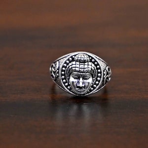 Sterling Silver Buddha Ring: Meditation Jewelry, Spiritual Gift