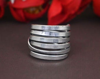 Silver Wrap Ring: Adjustable Stacking Ring