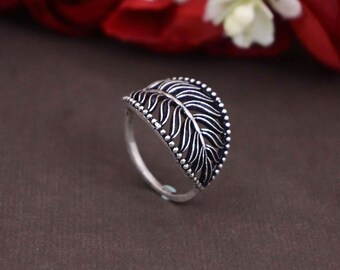 Monstera Leaf Ring Gold Accent,  Silver