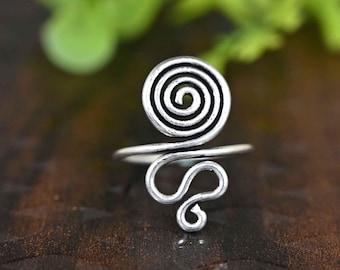 Silver Double Spiral Ring: Handmade Boho Jewelry