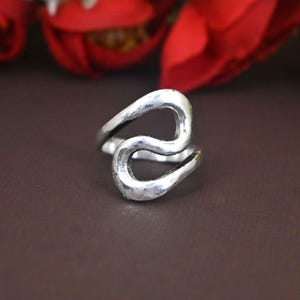 ヴィンテージ！Silver Chunky Bold Swirl Wave リング Sterling Squiggle Ring - 