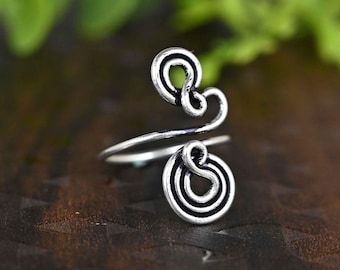 925 Silver Spiral Ring: Boho Swirl Design
