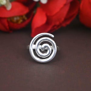 Sterling Silver Spiral Ring, Cute Silver Circle Ring, Swirl Ring, Simple Silver Ring, Minimalist Ring
