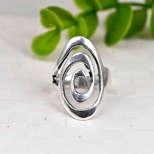 Sterling Silver Spiral Ring, Cute Silver Circle Ring, Swirl Ring, Simple Silver Ring, Minimalist Ring