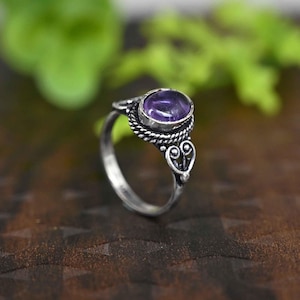 Dainty Amethyst Engagement Ring Sterling Silver Ring Statement Ring Birthstone Ring Promise Ring Crystal Ring, Ring For Women,