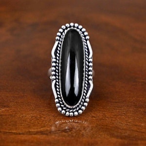 Black Onyx Sterling Silver Ring: Handmade Statement Jewelry