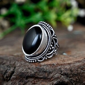 Handmade Black Onyx Sterling Silver Statement Ring