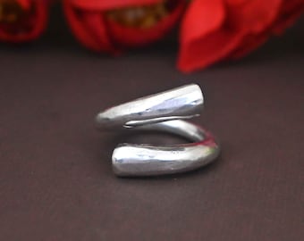 Silver Wrap Ring: Adjustable Open Spiral Ring