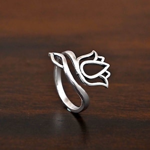 Lotus Flower Sterling Silver Ring, Silver Lotus Ring, 925 Silver Ring, Promise Ring, Adjustable Ring, Flower Ring Silver, Succulent Jewelry