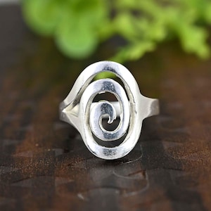Sterling Silver Spiral Ring, Cute Silver Circle Ring, Swirl Ring, Simple Silver Ring, Minimalist Ring