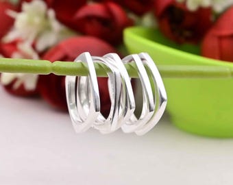Silver Square Band Ring, Geometric Unisex Jewelry