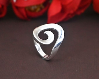 Zilveren spiraalring, boho-statementsieraden