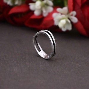 Silver Double Layer Band Thumb Ring, Stackable Thick Ring, Mothers Day Gift, Present-Birthday Gift For Her, Jewelry For Woman