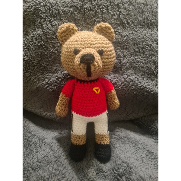 Ours en peluche Manchester United au crochet, cadeau personnalisable pour l'équipe de football, Premier League, Man Utd, football