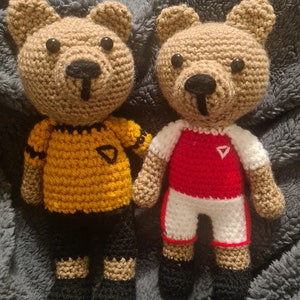 Crochet Football Teddy Bear customisable football team gift Premier League Championship Euros FA Cup World Cup Soccer