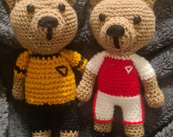 Crochet Football Teddy Bear, Custom Team Gift