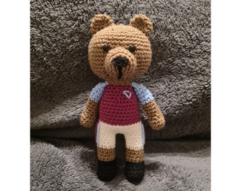 Crochet Aston Villa Teddy Bear, Football Team Gift