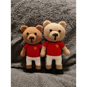 Ursinho de pelúcia de crochê Manchester United, presente de time de futebol personalizável, Premier League, Man Utd, Futebol