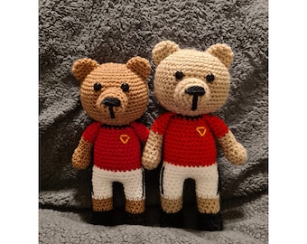 Crochet Manchester United Teddy Bear, customisable football team gift, Premier League, Man Utd, Soccer