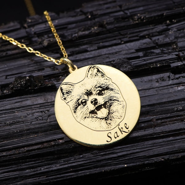 Pet Photo Necklace, Pet Memorial Gift, Engraving Pet Necklace, Remembrance Jewelry, Dog Necklace, Cat Necklace, Gift for Pet Lover