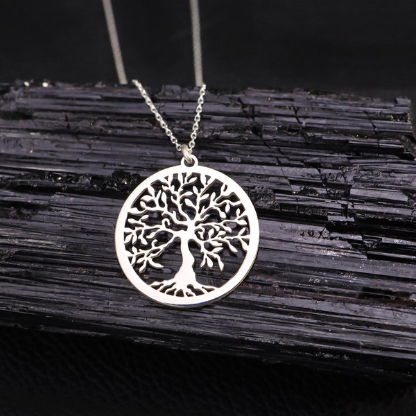 Collana albero d'argento, collana albero della vita, collana albero genealogico della vita, collana albero della vita, regalo per lei