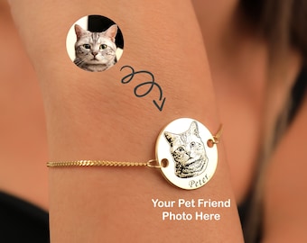 Custom Pet Photo Bracelet, Dog Bracelet for Women, Pet Memorial Bracelet, Pet Remembrance Jewelry, Cat Bracelet, Gift for Pet Lover