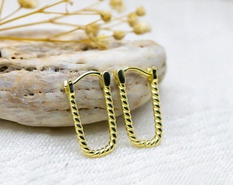 Minimalist Silver Rectangle Earrings - 18K Gold Dainty Oblong Rectangle Earrings - Square Hoop Earrings - Huggie Hoop Earring - Gift for mom
