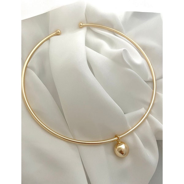 Gros tour de cou boule, Collier plaqué or 14K, Collier ras du cou en or, Collier Big Ball, Cadeau de fête des mères, Cadeau pour elle