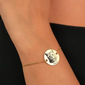 Custom Pet Photo Bracelet，Dog Paw Print Bracelet，Pet Memorial Bracelet，Dog Bracelet for Women，Cat Photo Bracelet，Gift for Pet Lover