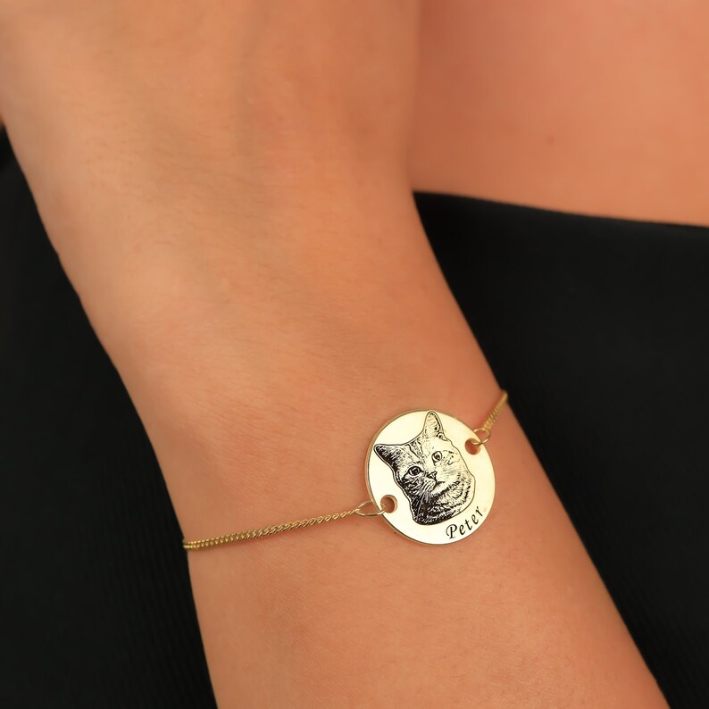 Custom Pet Photo Bracelet，Dog Paw Print Bracelet，Pet Memorial Bracelet，Dog Bracelet for Women，Cat Photo Bracelet，Gift for Pet Lover
