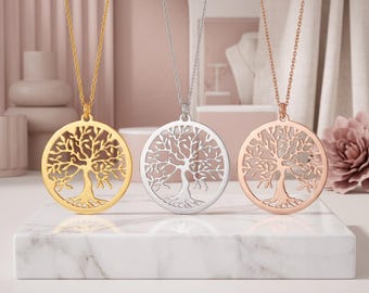 Sterling Silber Baum des Lebens Halskette • Gold Zierlicher Stammbaum Schmuck • Minimalistischer spiritueller Anhänger • Sinnvolles Natur Geschenk für Sie