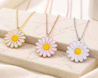 925 Sterling Silver Daisy Necklace • Dainty Flower Pendant Jewelry • Minimalist Spring Nature Gift • Cute Everyday Floral Necklace for Her