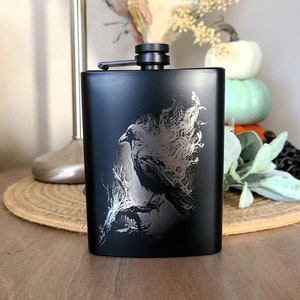 8oz Crow Raven Flask 8oz Crow Raven Flask