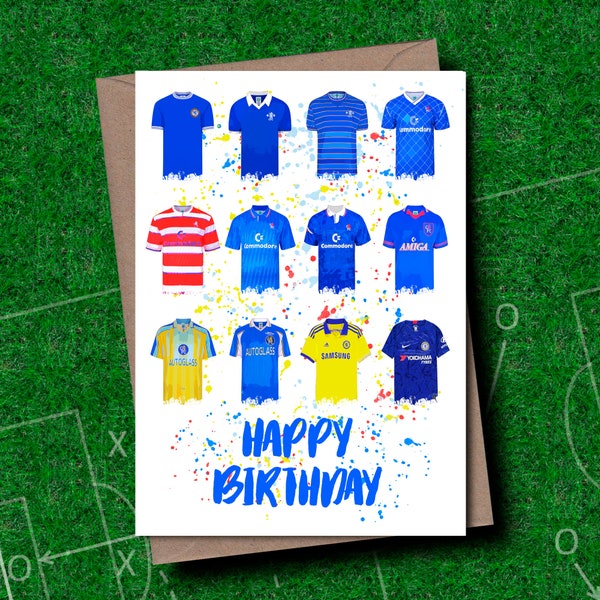 Chelsea Retro Shirt Birthday Card: Football Fan Gift