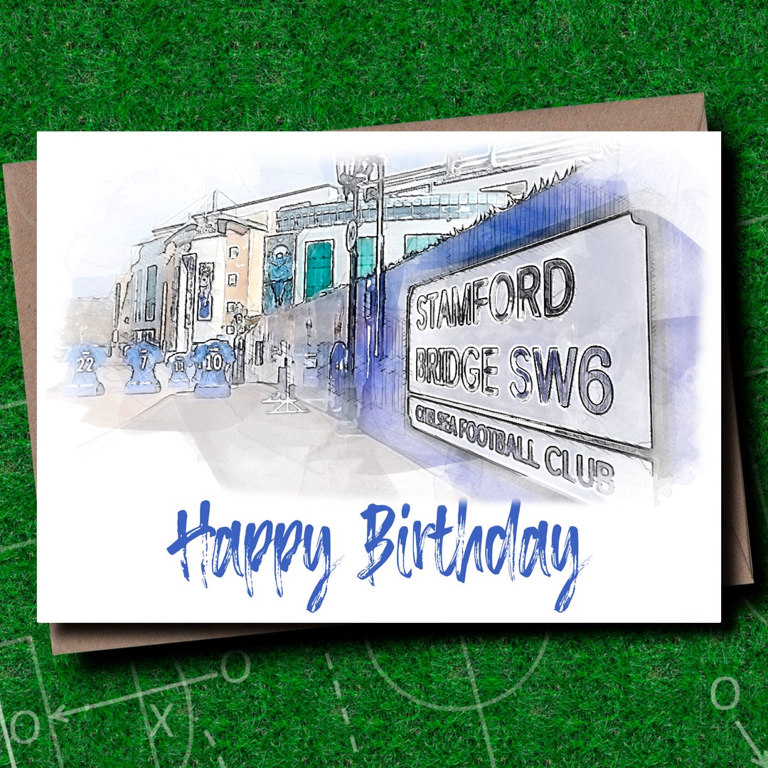 Chelsea FC Birthday Card Stamford Bridge Birthday Card Personalised
