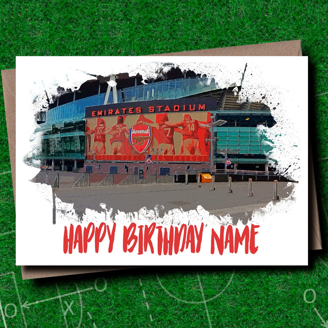 Personalized Arsenal FC Birthday Card - Emirates Stadium - Etsy