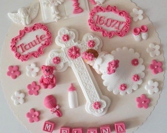 Baby Party Taufe Kindergeburtstag Geburt Tortenaufleger Zuckerfiguren Fondant Figuren Kuchen Handarbeit