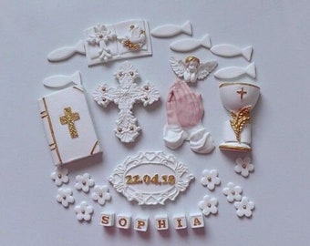 Communion Confirmation Baptism Confirmation Fondant Sugar Figure Cake Decoration Appliqué Cake Topper