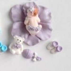 Christening Baby Party Birth Sugar Figures Fondant Cake Decoration Cake Topper Cake Handmade image 5