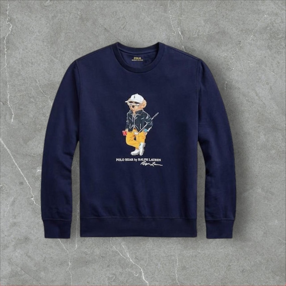Unisex Polo Ralph Lauren Teddy Bear Round Neck Navy Blue Long