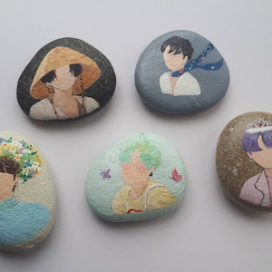 BTS SUGA Yoongi Agust D hand painted rocks, BTS gifts