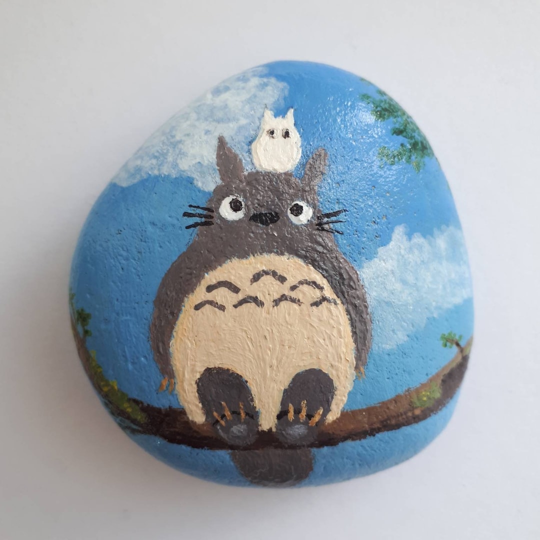 Totoro Hand Painted Rock, Studio Ghibli Gift, Pocket Pebble - Etsy