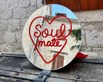 Soulmate  Mirror , Circle Mirror , Mirror Wall Decor , Ideal for Gifts , Custom-Made Decor for Walls