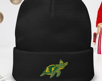 Gorro de punto Going Places / Gorro de tortuga marina bordado, gorro, gorro de verano, gorro de punto, gorro bordado, gorro de verano, gorro de surf, gorro de skate